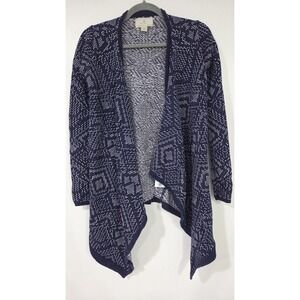 Ruby Moon Navy White Open Front Draped Cardigan  XS